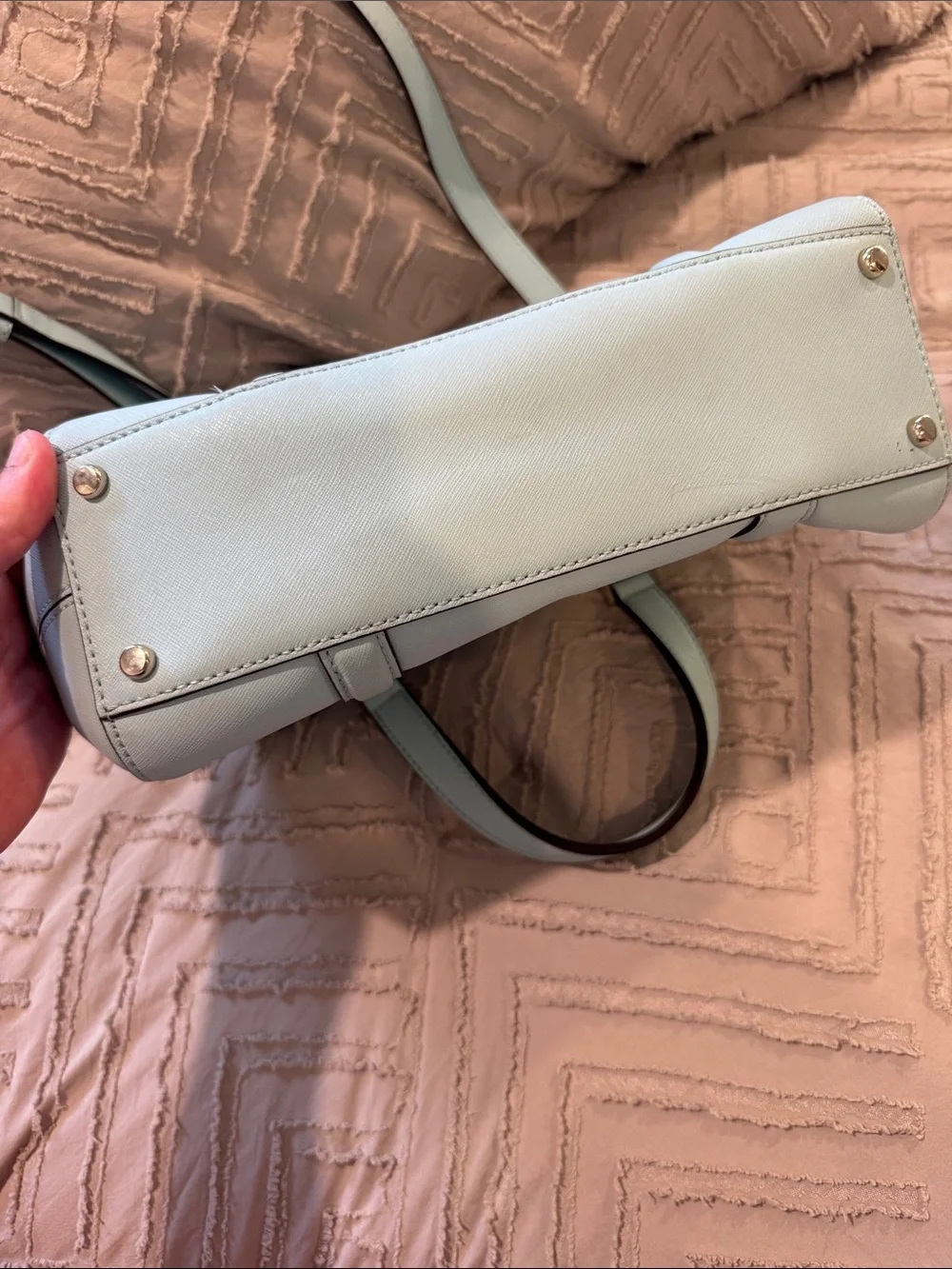 kate spade Mint Green Saffiano Leather Satchel with Crossbody Strap